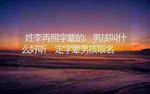 照字辈取名男孩最新款