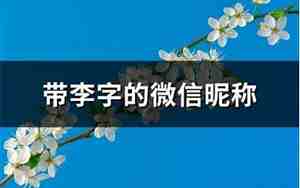 带李字好听的昵称女生
