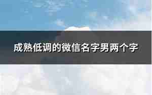 成熟微信名字男人味