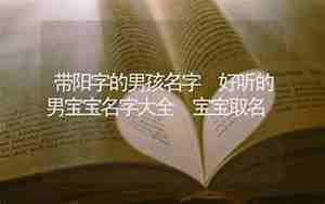 带阳字的男孩名字寓意