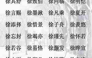 徐姓取名字大全男孩
