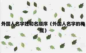 外国人名字的构成合集