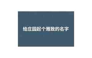 庄园起名简单好听