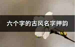古风名字6个字