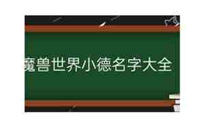魔兽世界小德名字